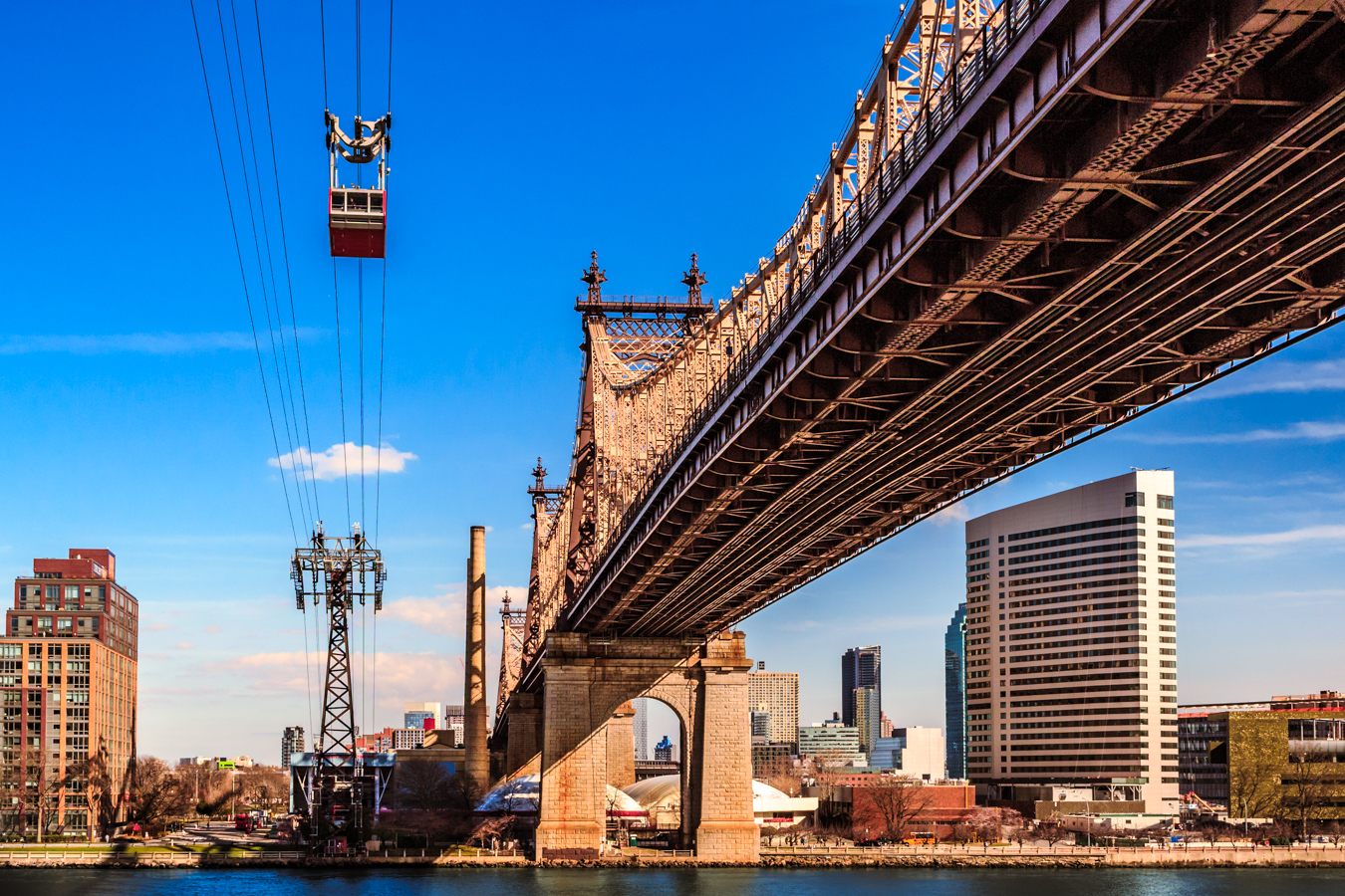 Tram Alongside a Bridge
